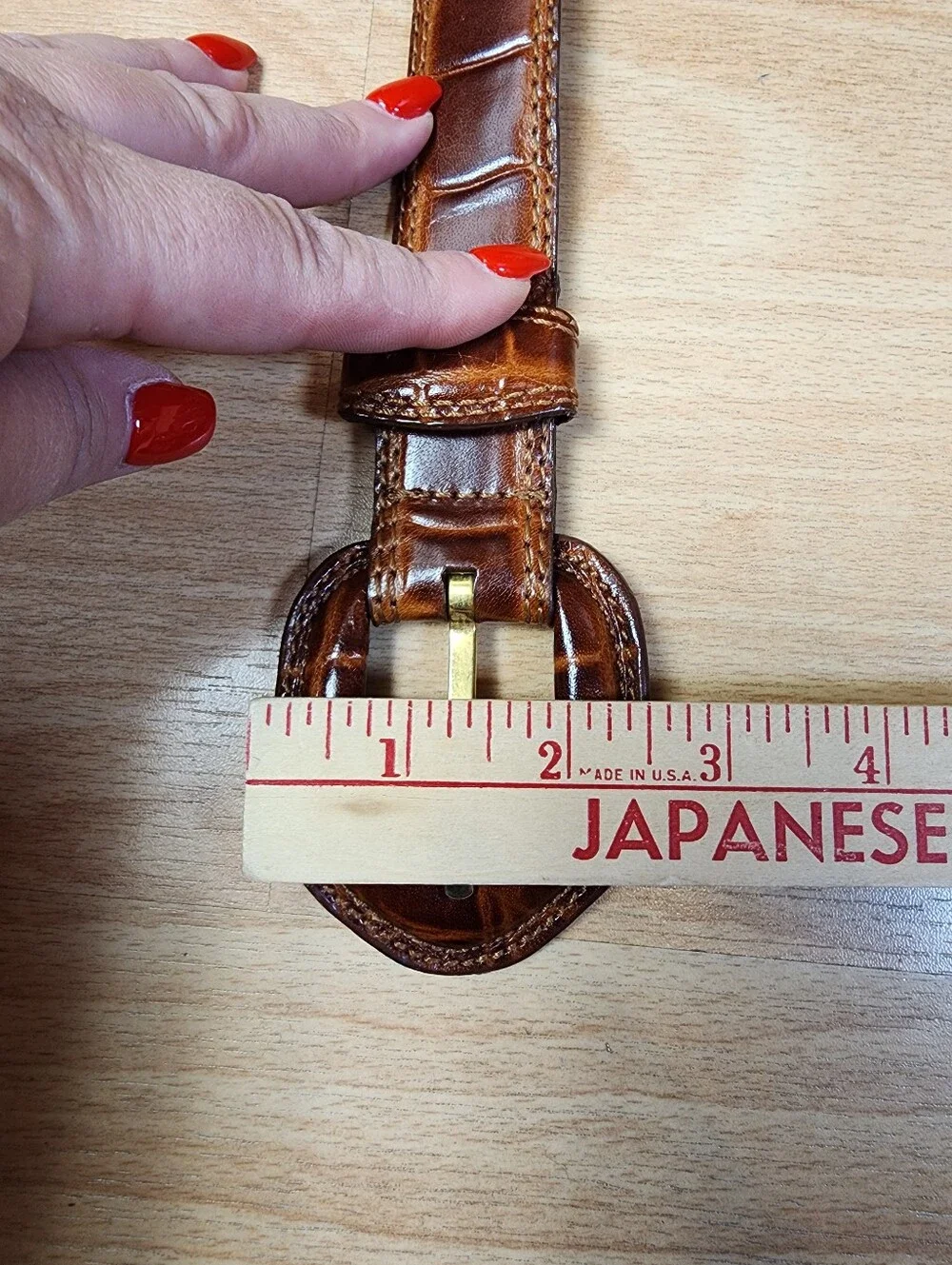 Genuine Leather Brown Croc Belt Size Small Liz Claiborne Boho